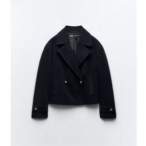 ZARA Double Breasted Navy Jacket